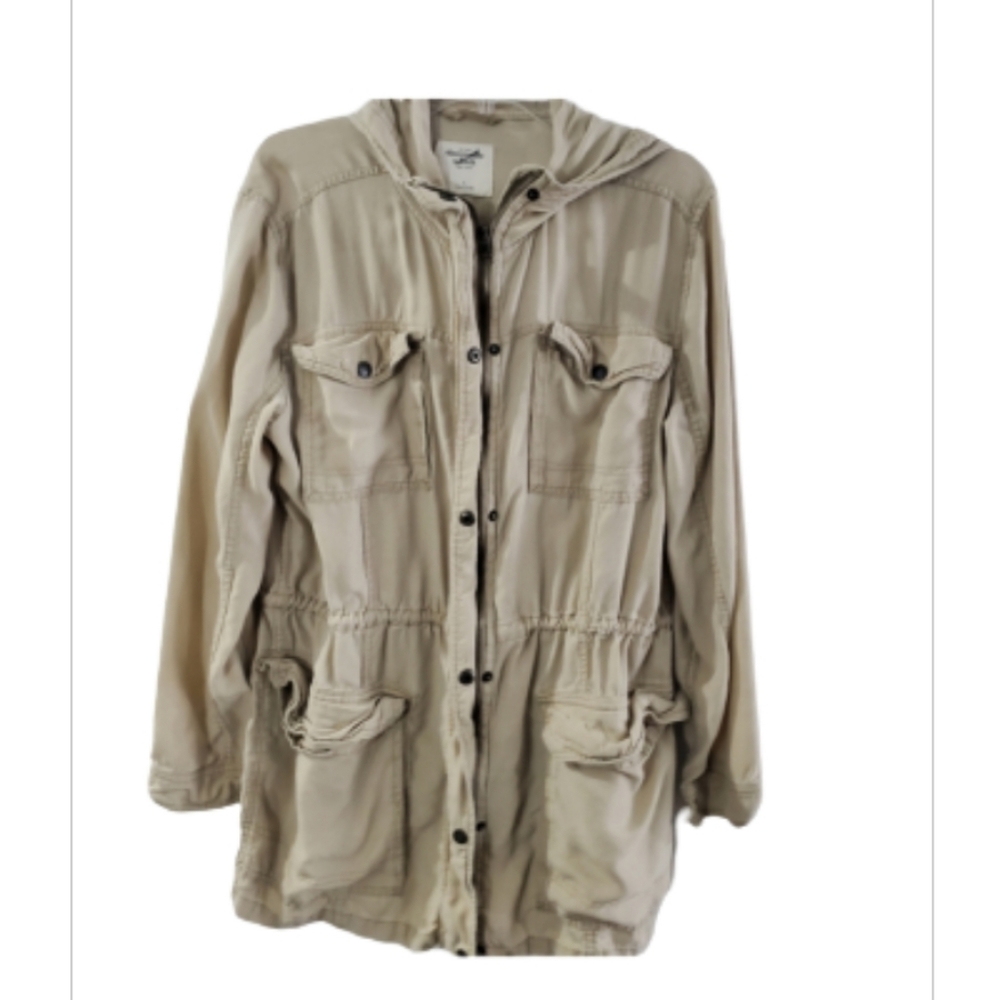 Abercrombie & Fitch Utility Jacket Hoodie Large Full-zip Snap Lyocell